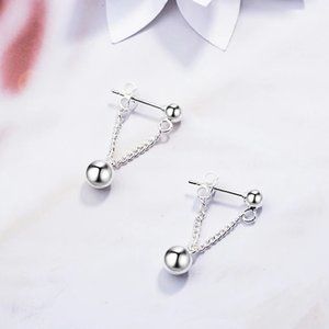 NEW 925 Sterling Silver Bead Tassel Drop Earrings